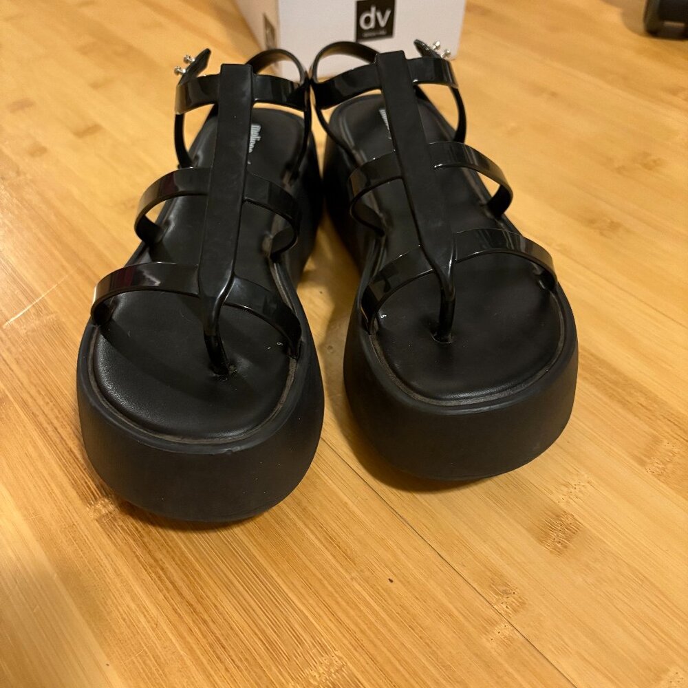 Melissa + Salinas Caribe High Platform Black Strappy Sandals